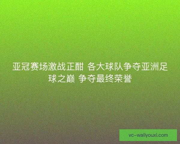 亚冠赛场激战正酣 各大球队争夺亚洲足球之巅 争夺最终荣誉 亚冠赛场激战正酣 各大球队争夺亚洲足球之巅 争夺最终荣誉